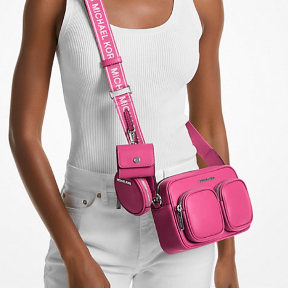 Michael Kors Jet Set Leather Md Crossbody Bag with Case for Apple Airpods Pro® - Picture 2 of 16